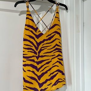 Purple and gold tiger print tank